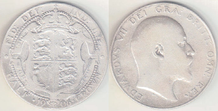 1906 Great Britain silver Half Crown (EF) A001932